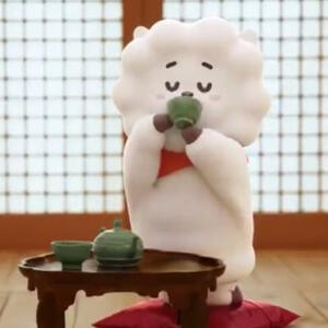 Picture of BT21 RJ sipping tea